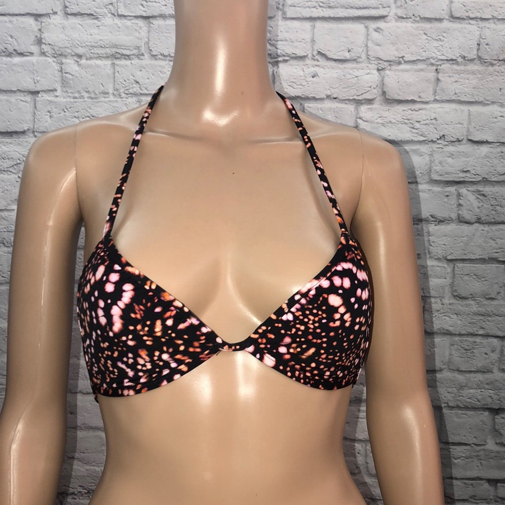 Victoria's Secret Black and Pink Bikini Halter Top